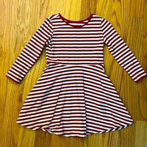 Primary Red & White Striped Dress Girls Size 6-7